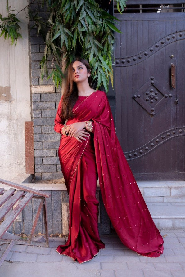 MAYON SILK SAREE IN MAROON COLO