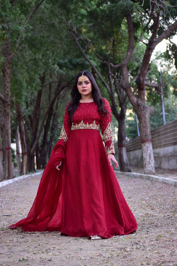 Maroon handworked maxi