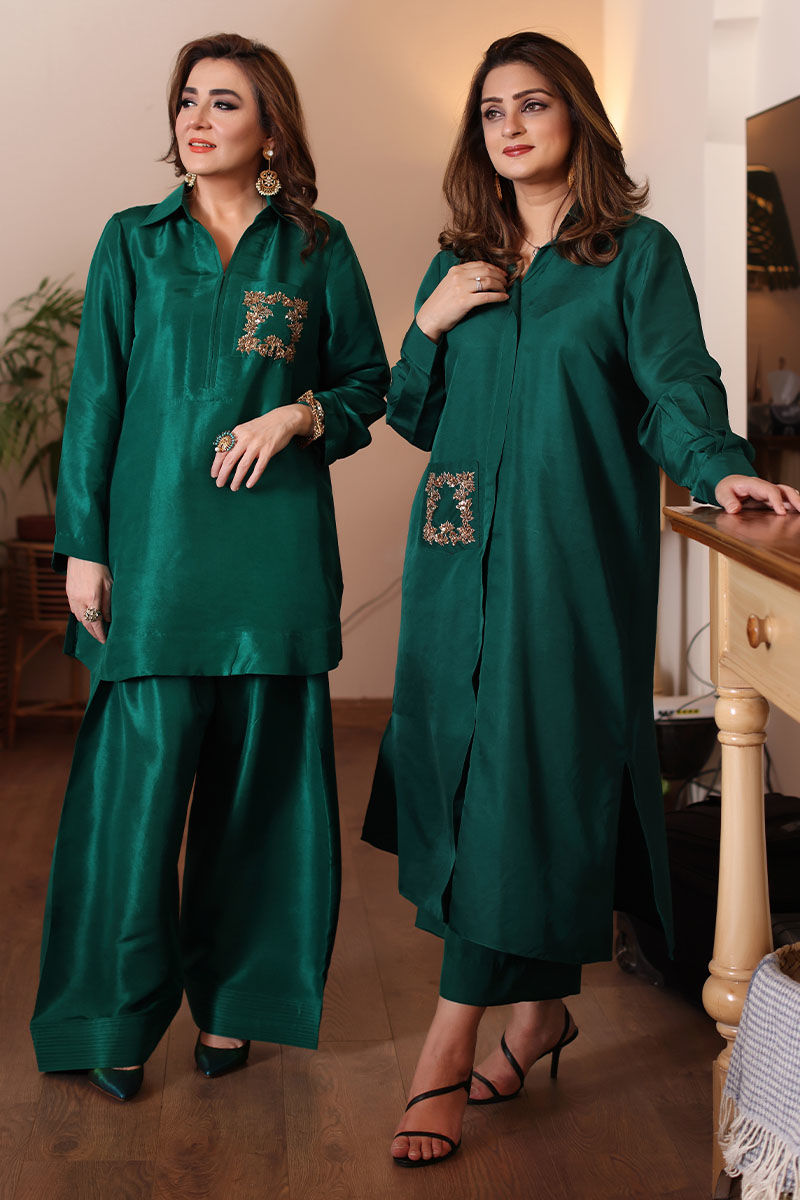 Ghania Zafar (Bottle Green - Short Shirt)