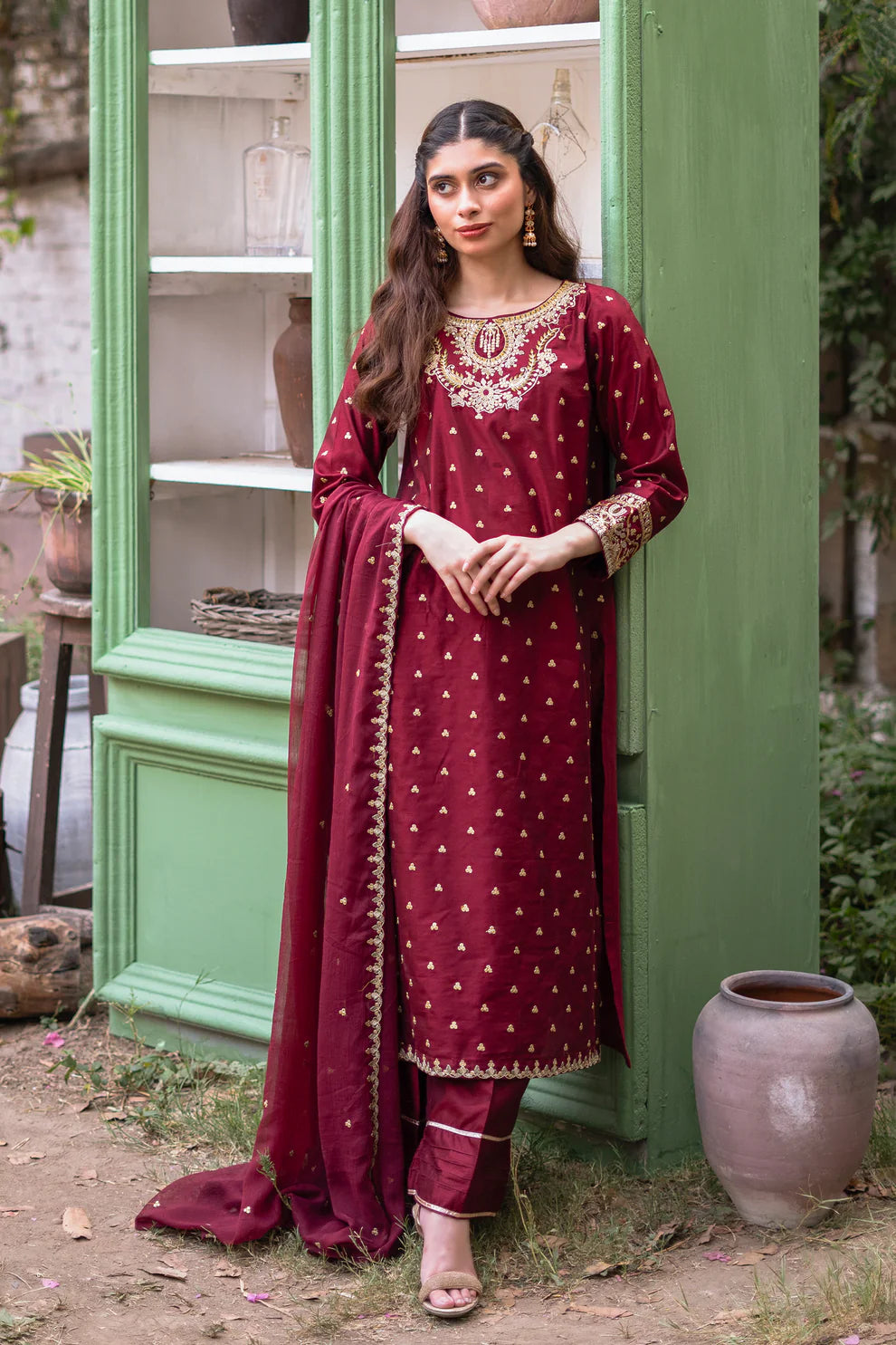Baharaneh (Maroon) (3 PC)