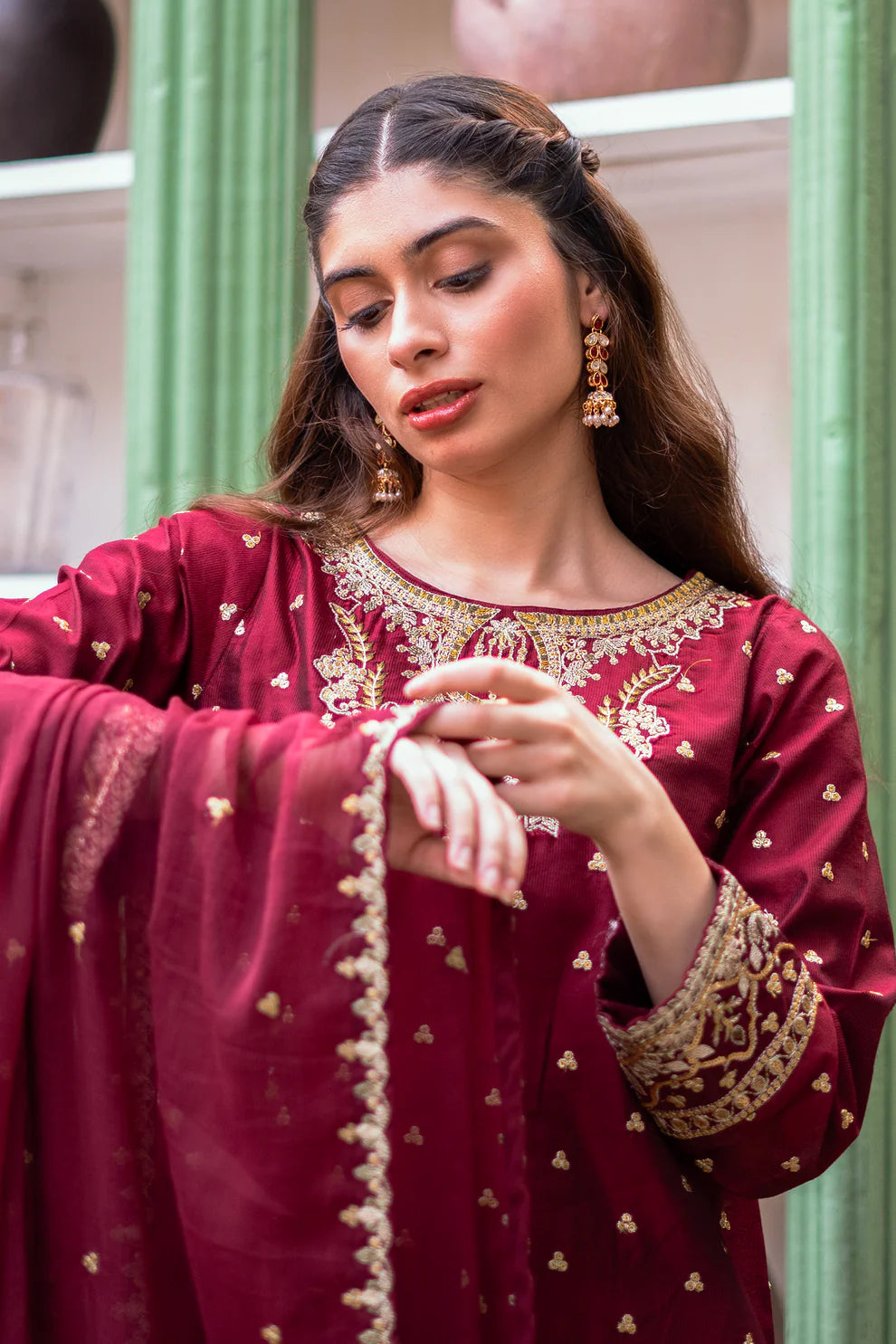 Baharaneh (Maroon) (3 PC)