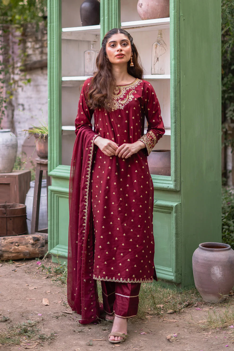 Baharaneh (Maroon) (3 PC)