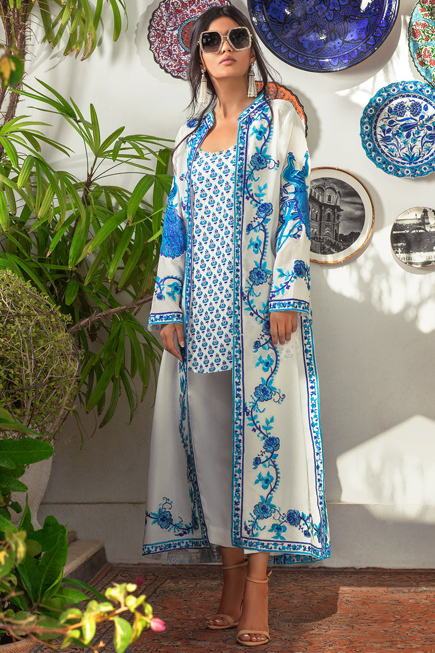 White Chiffon Embroidered Cape