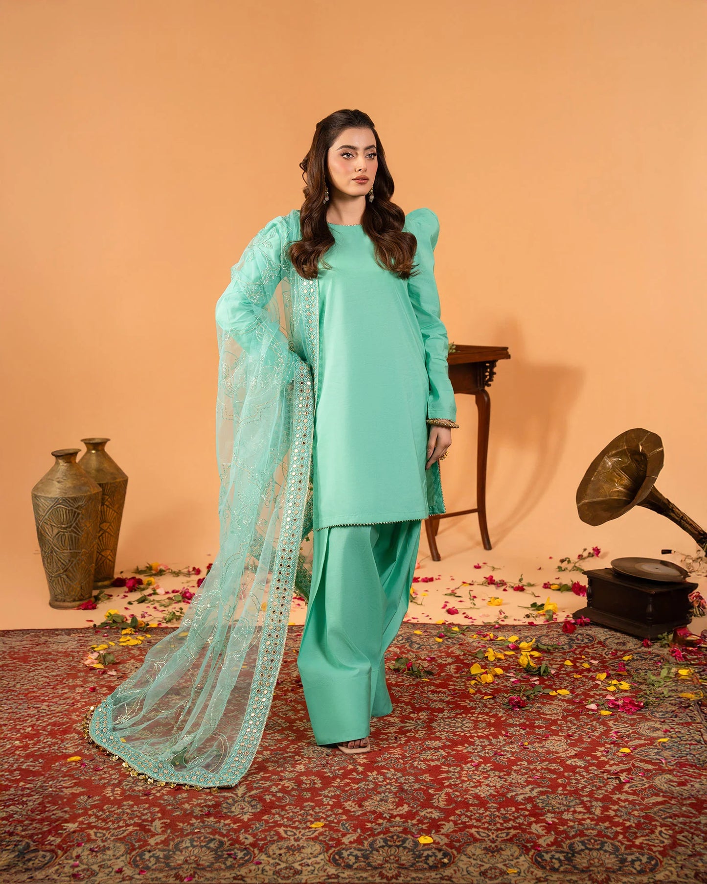 2 Piece Plain Paper Cotton Suit Stitched