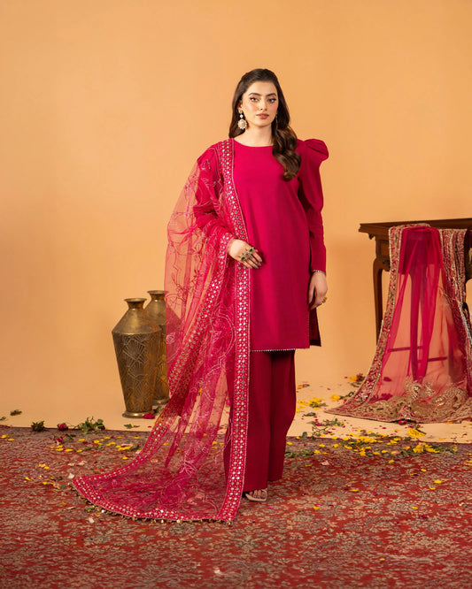 2 Piece Plain Paper Cotton Suit Stitched