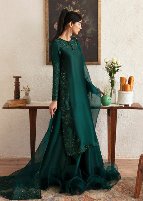 Bottle Green Raw Silk