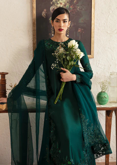 Bottle Green Raw Silk