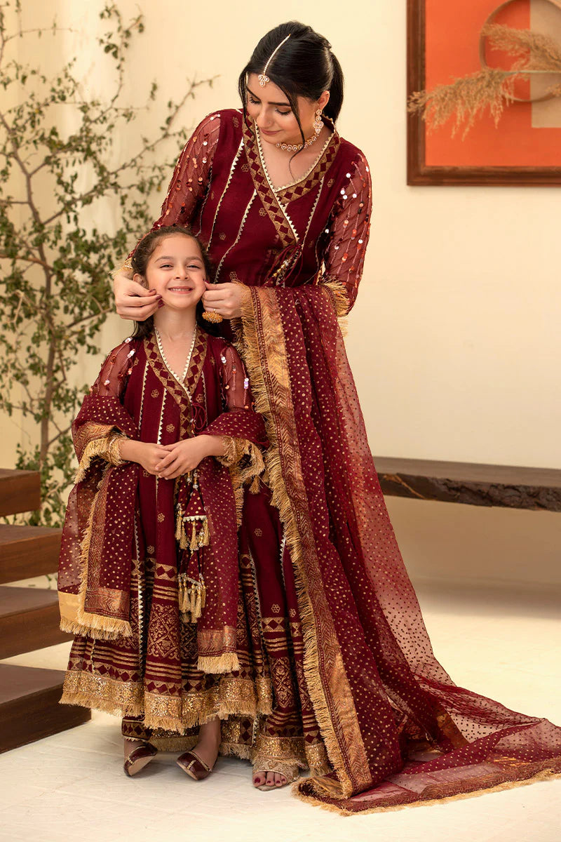 Lux Burgendy Kalidar Angrakha Combo