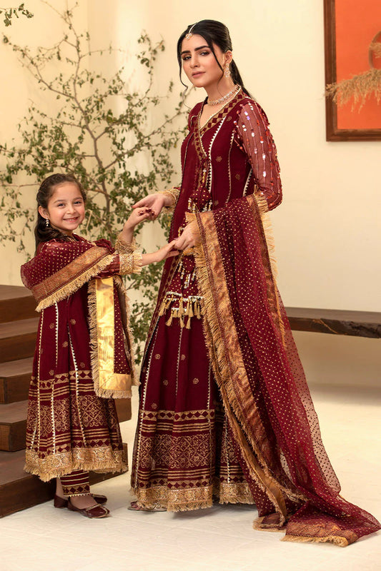 Lux Burgendy Kalidar Angrakha Combo