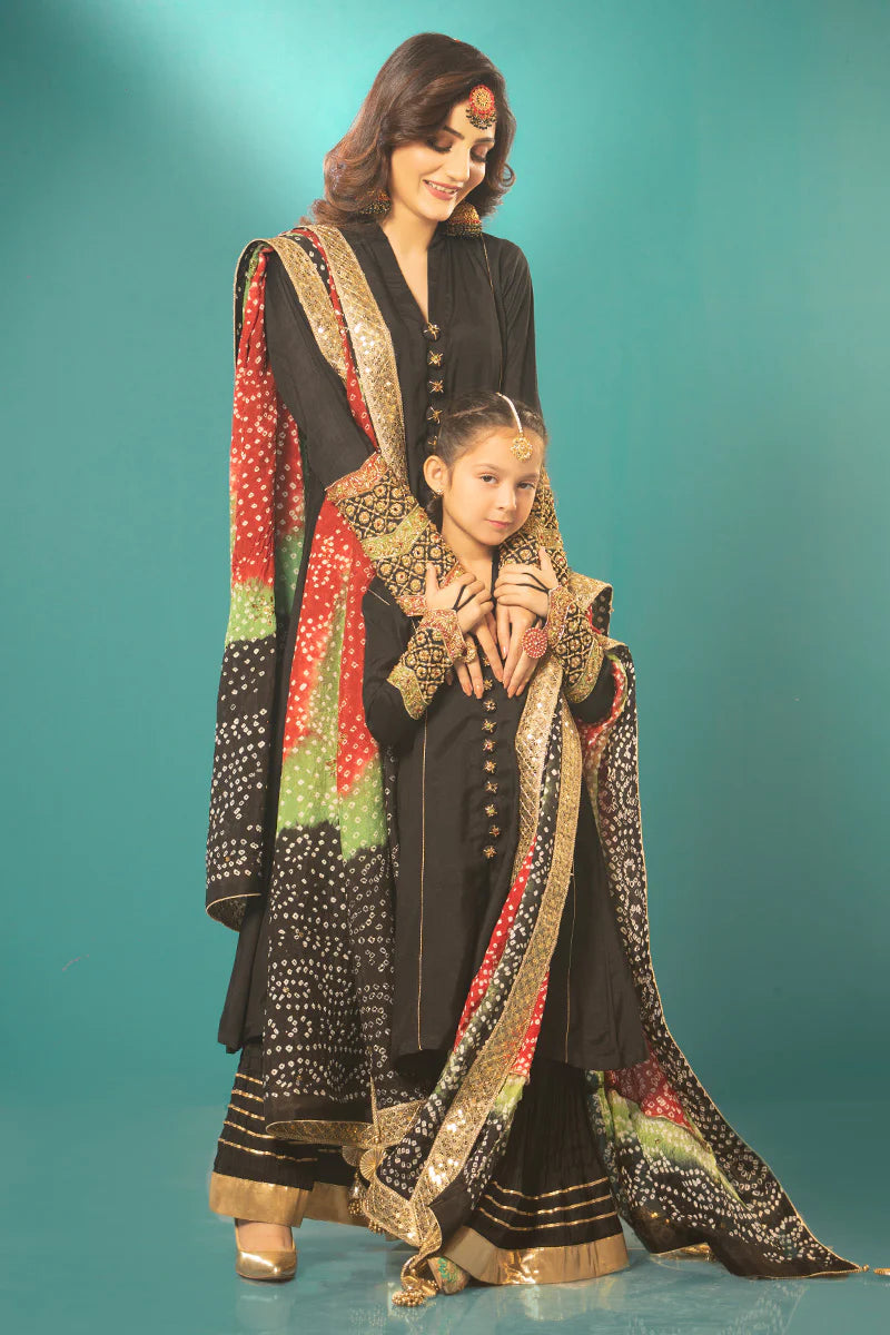 Chunri Black Mother Daughter Combo