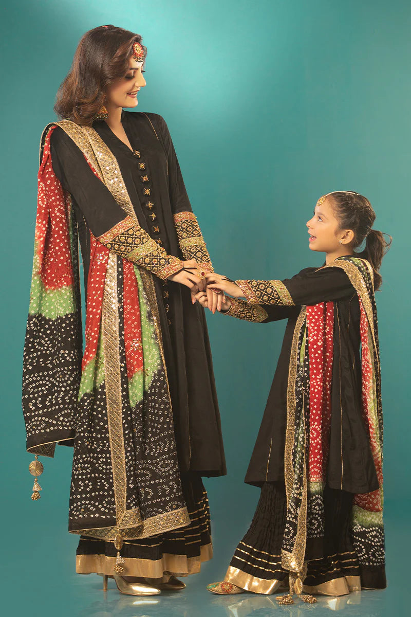 Chunri Black Mother Daughter Combo