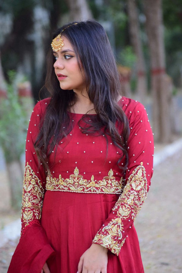 Maroon handworked maxi