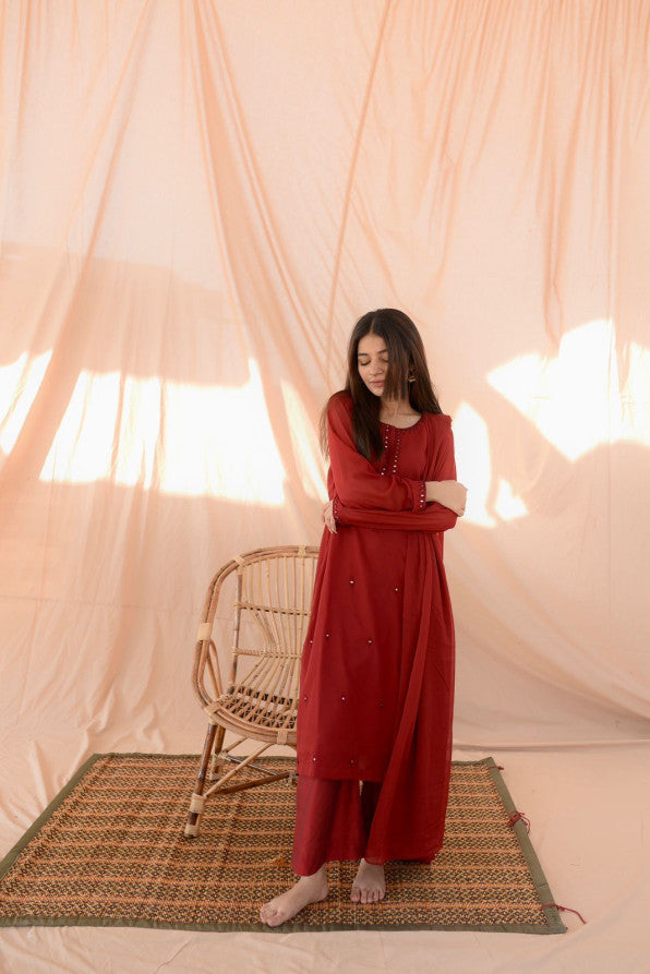 MAROON SHEESHA DRESS