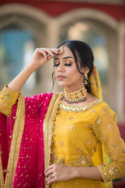 YELLOW LEHANGE CHOLI ( Mendhi dress)