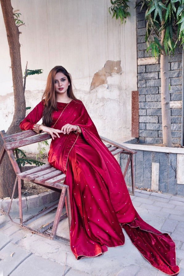 MAYON SILK SAREE IN MAROON COLO