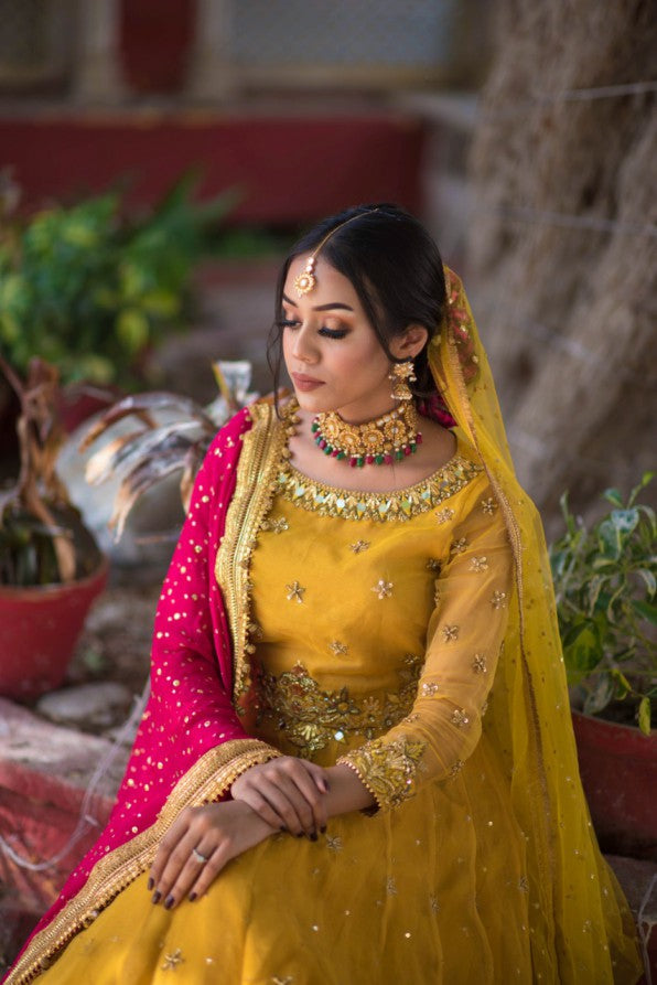 YELLOW LEHANGE CHOLI ( Mendhi dress)