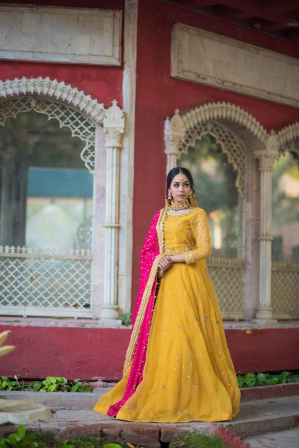 YELLOW LEHANGE CHOLI ( Mendhi dress)
