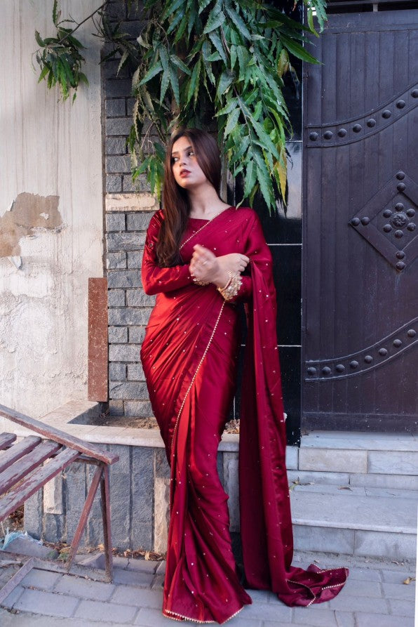MAYON SILK SAREE IN MAROON COLO