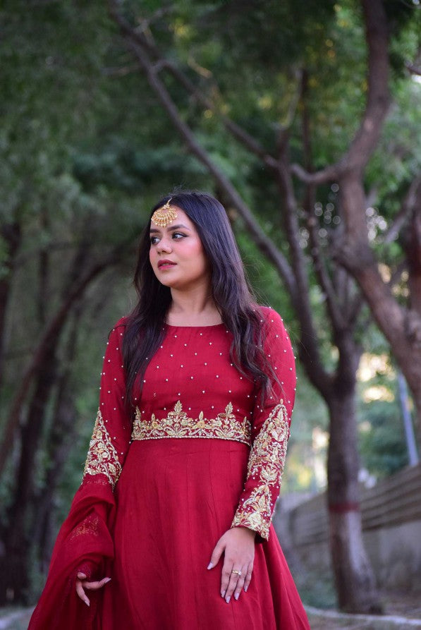 Maroon handworked maxi