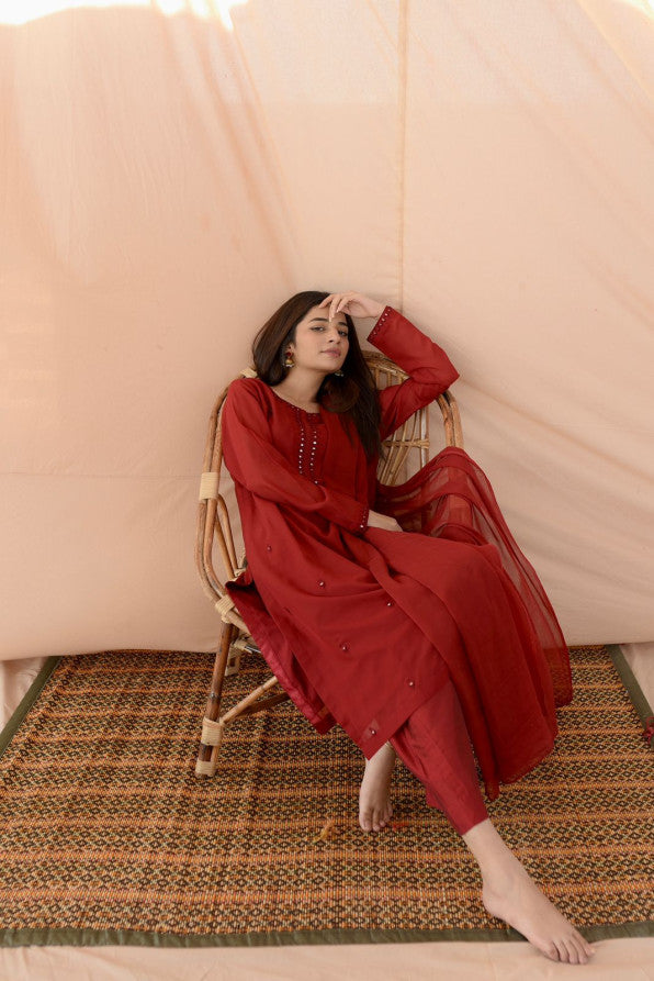MAROON SHEESHA DRESS