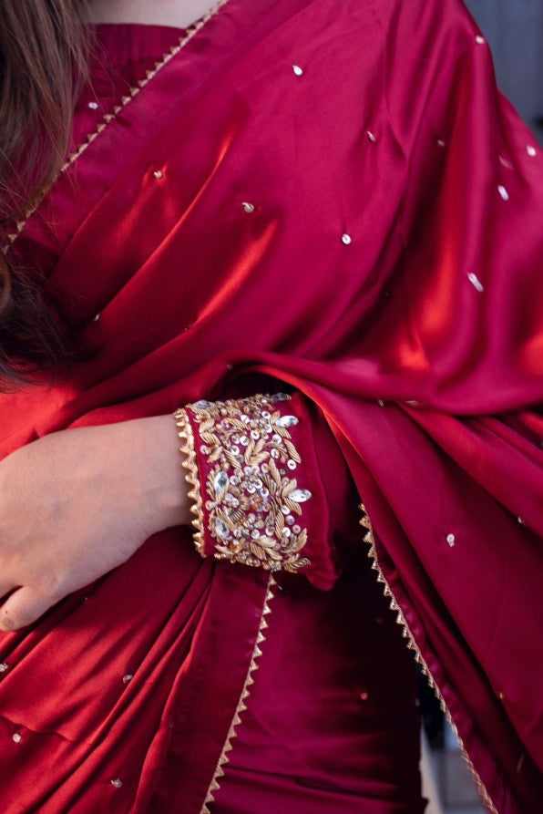 MAYON SILK SAREE IN MAROON COLO