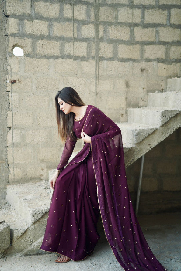 PURPLE GEORGETTE CHIFFON SAREE