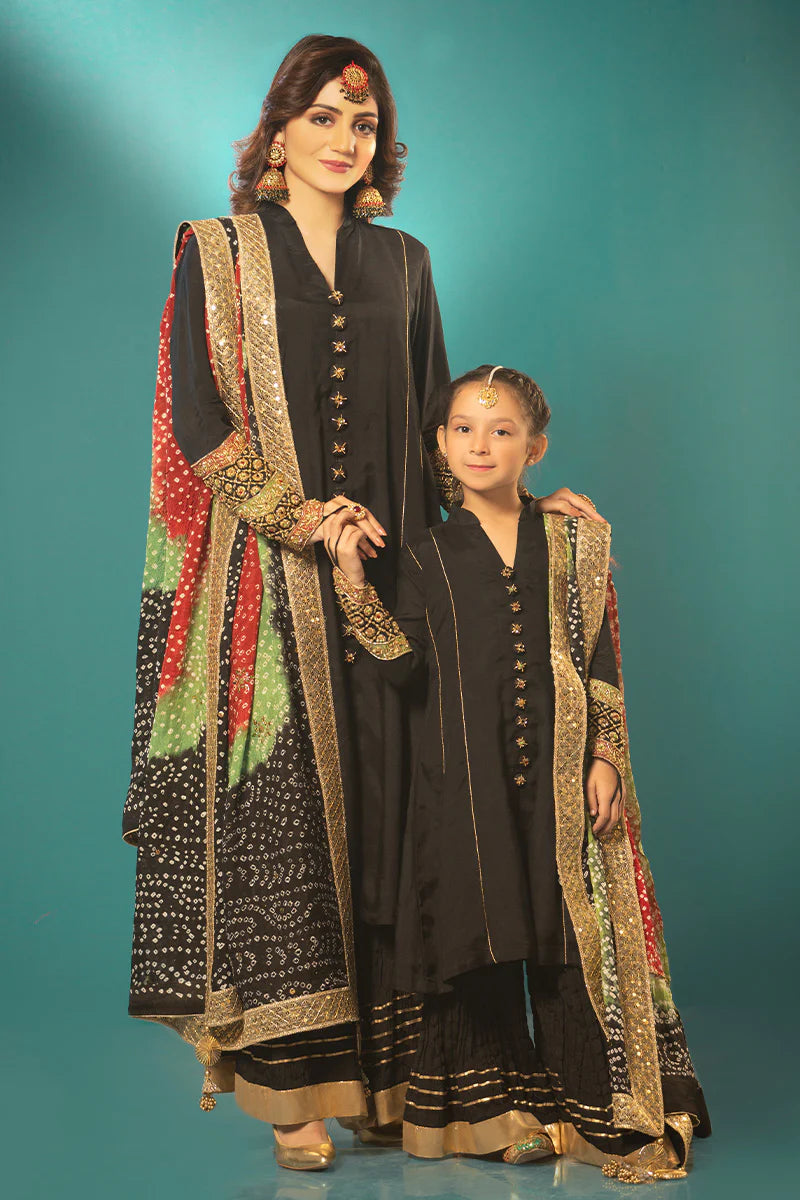 Chunri Black Mother Daughter Combo