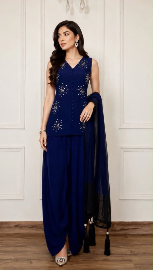 Royal Blue Embellished 3-Piece Suit