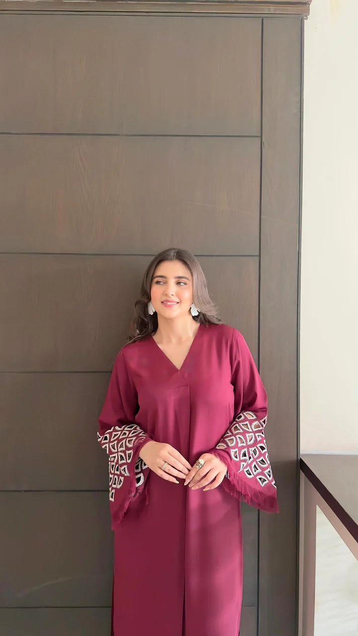 Maroon Embroidered two pc