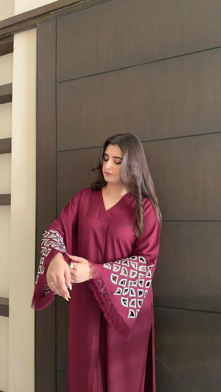 Maroon Embroidered two pc