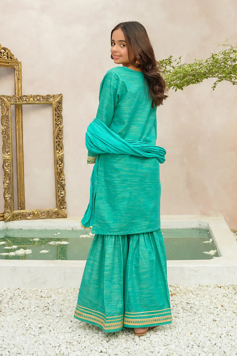 Multi Yarn Cotton Hand Adda Work 3 Pc Suit