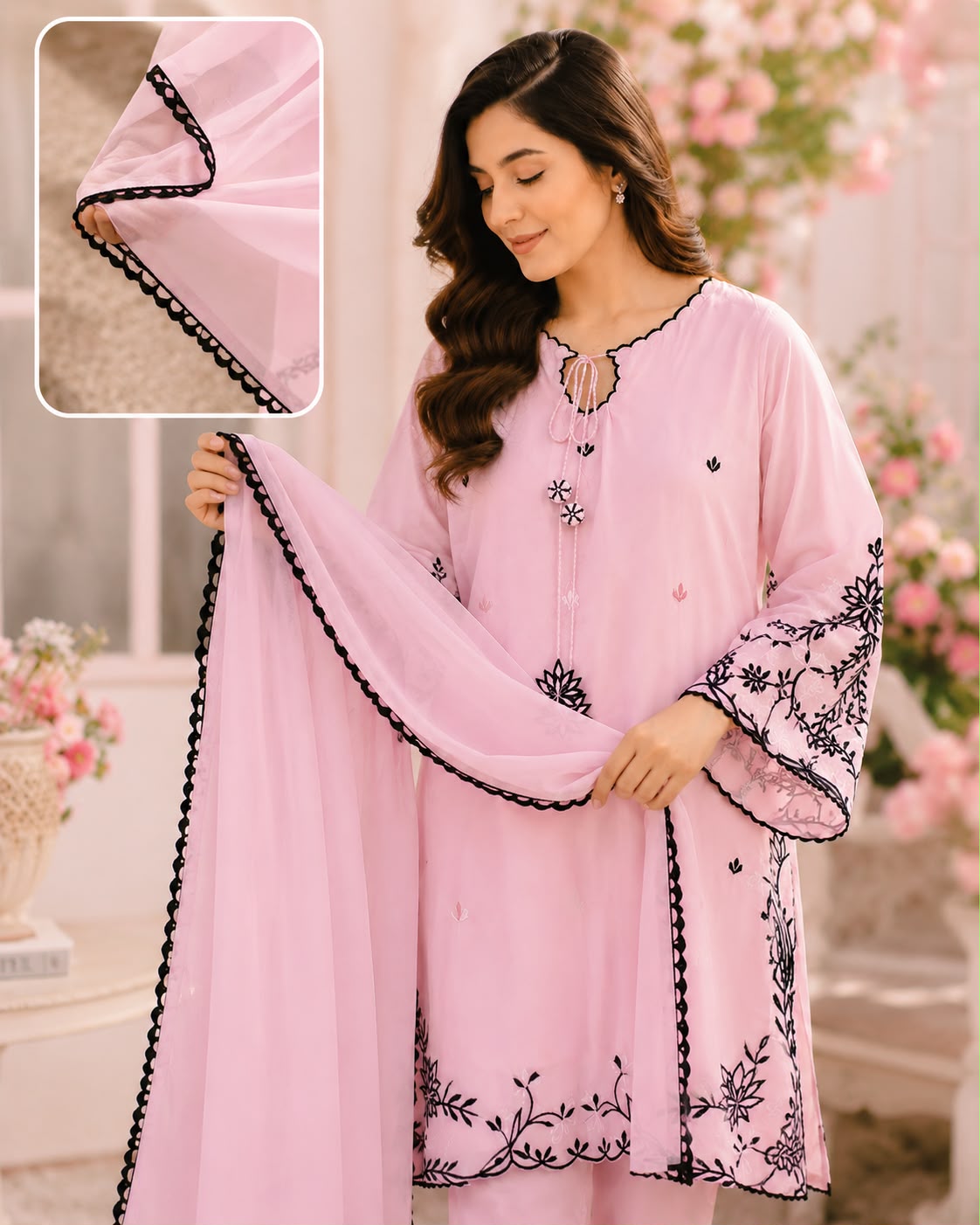 Blush Pink Embroidered