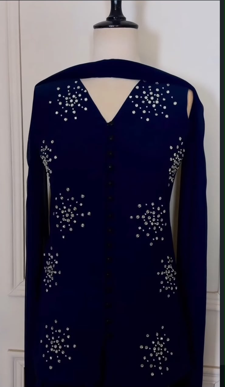 Royal Blue Embellished 3-Piece Suit
