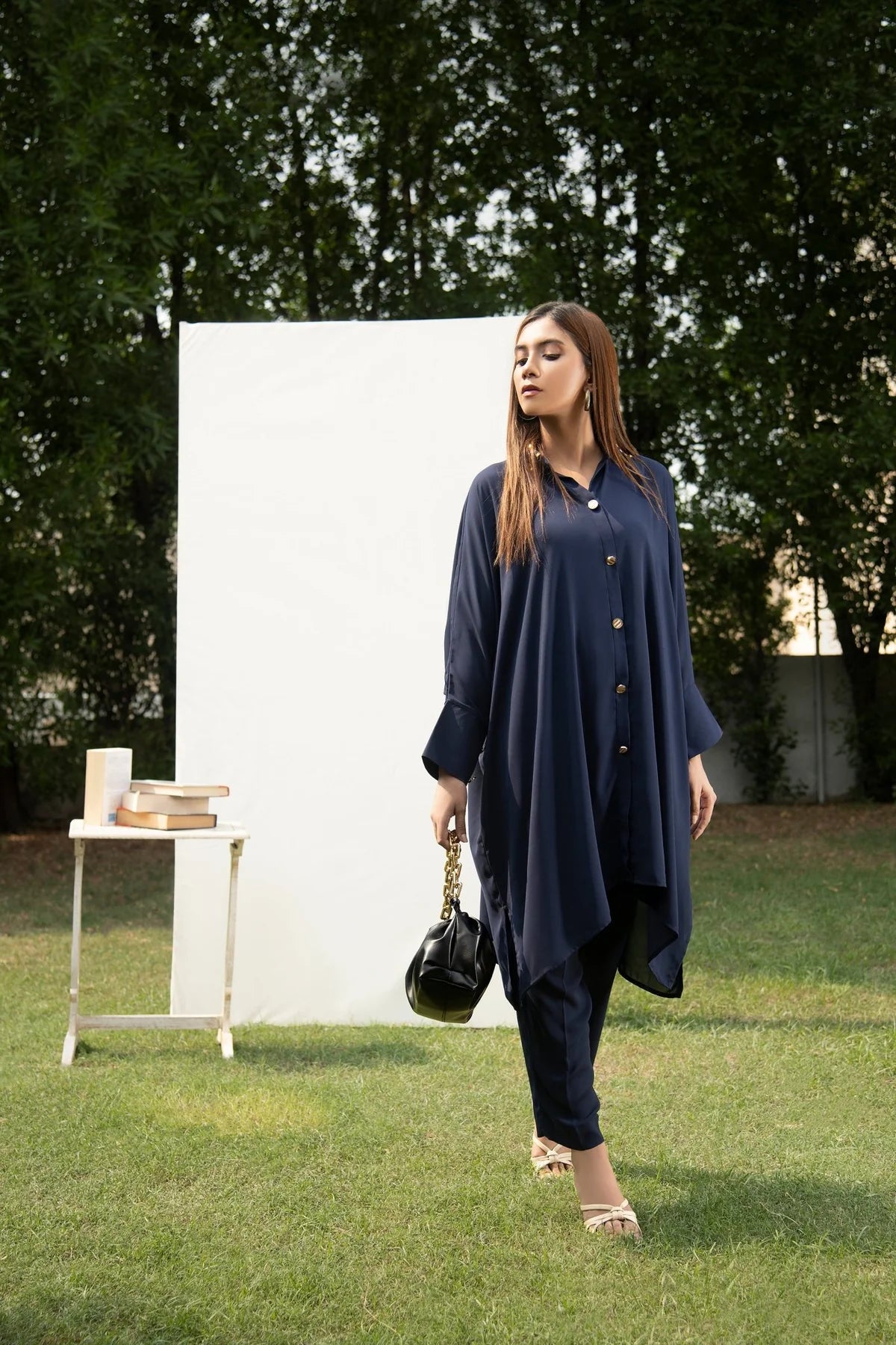 Studded Blue Double Georgette Dress