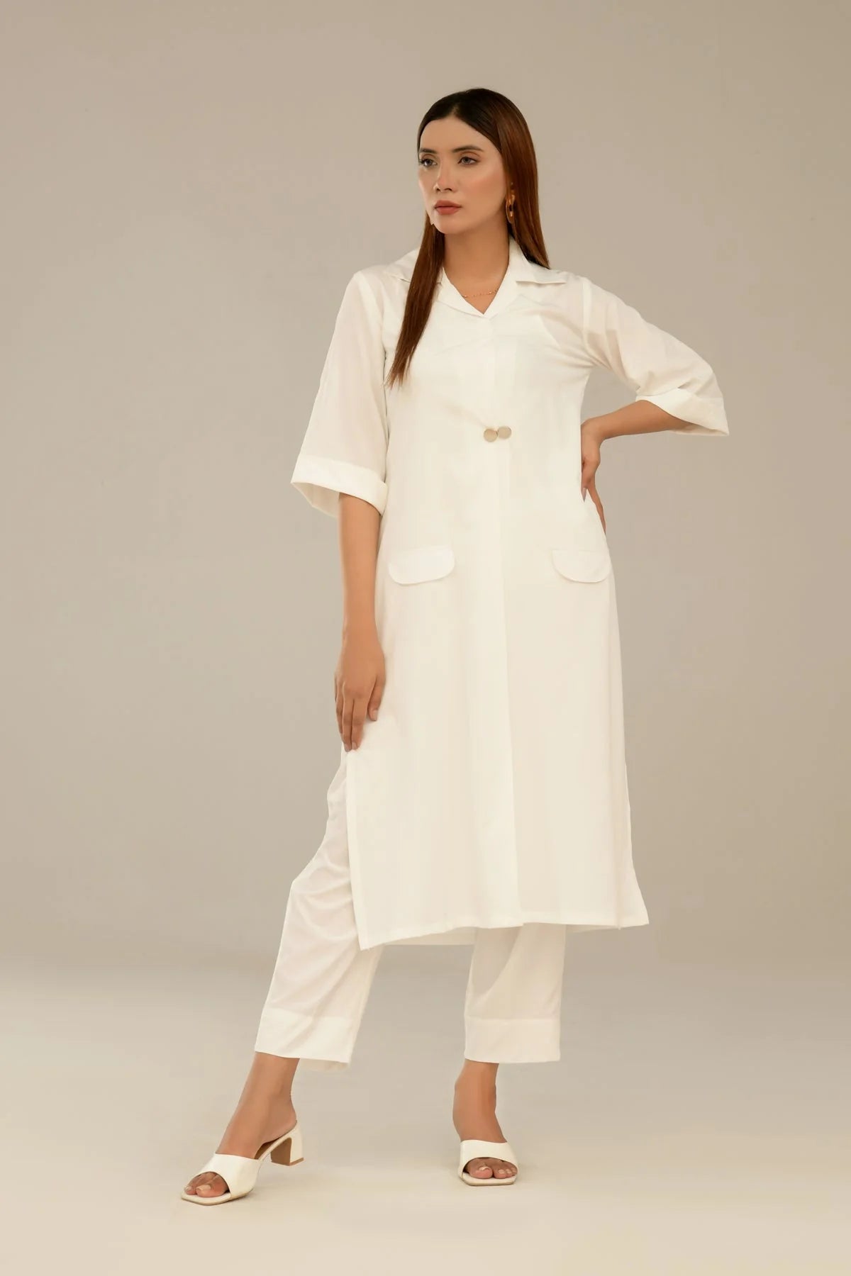 Stylish White Grip Dress