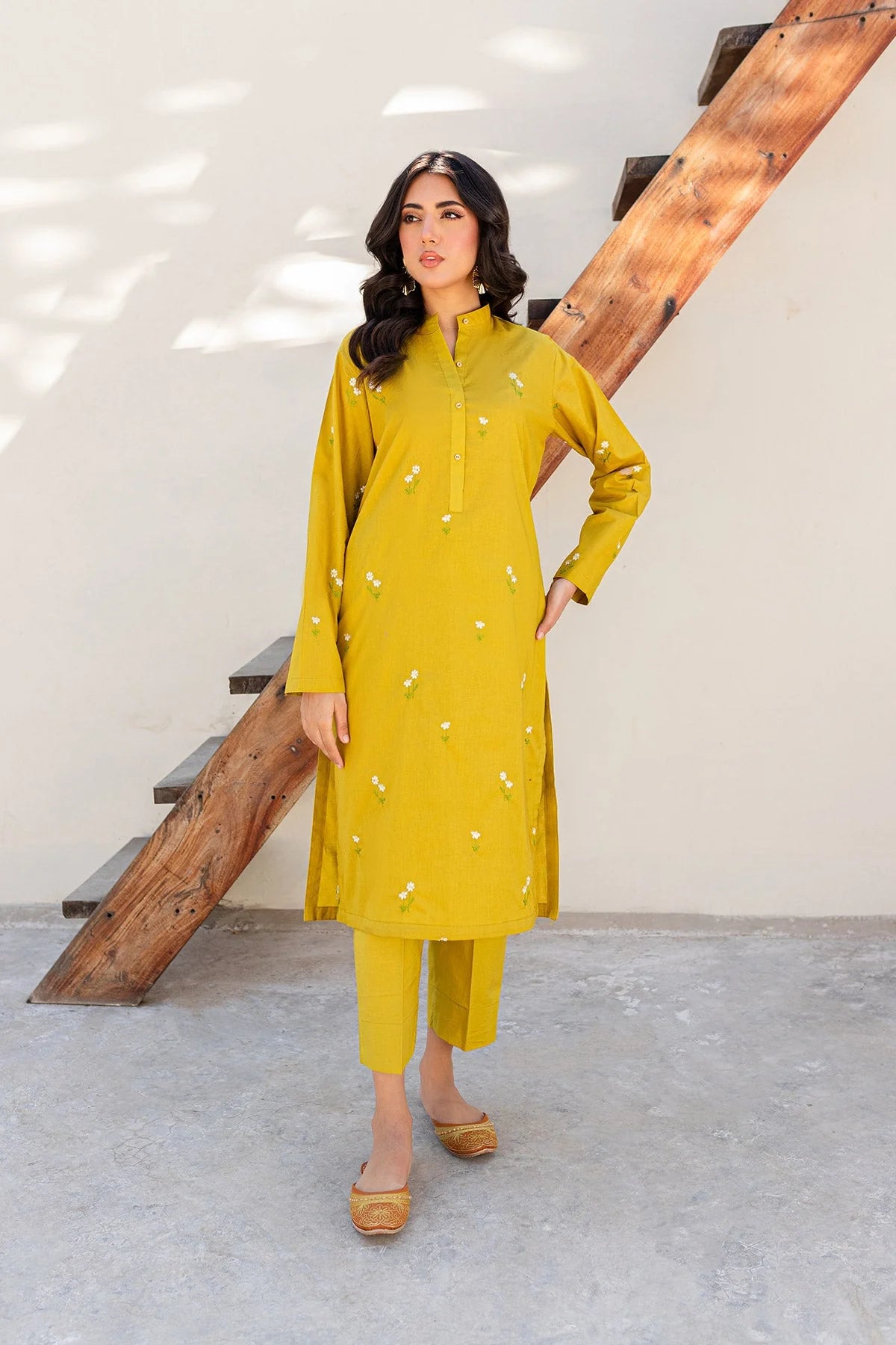 Lime Green Embroidered Dress