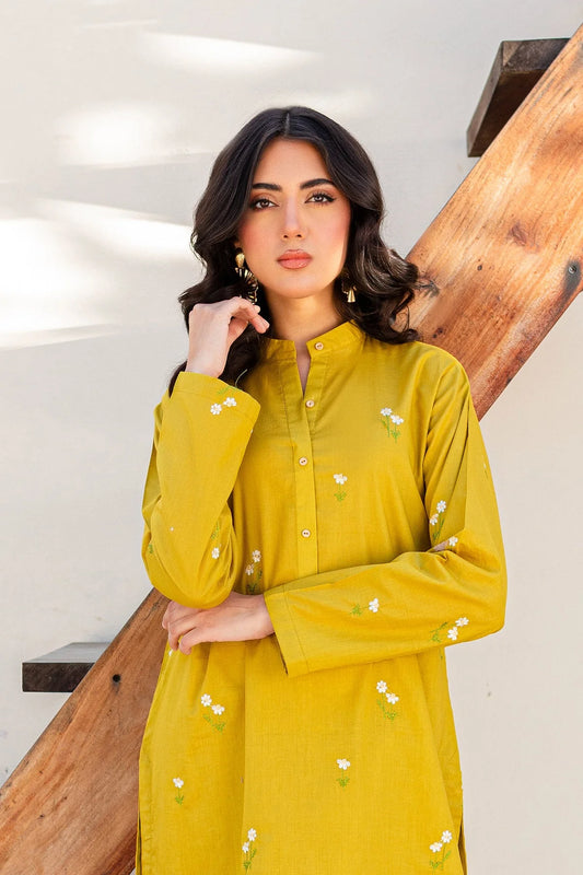 Lime Green Embroidered Dress